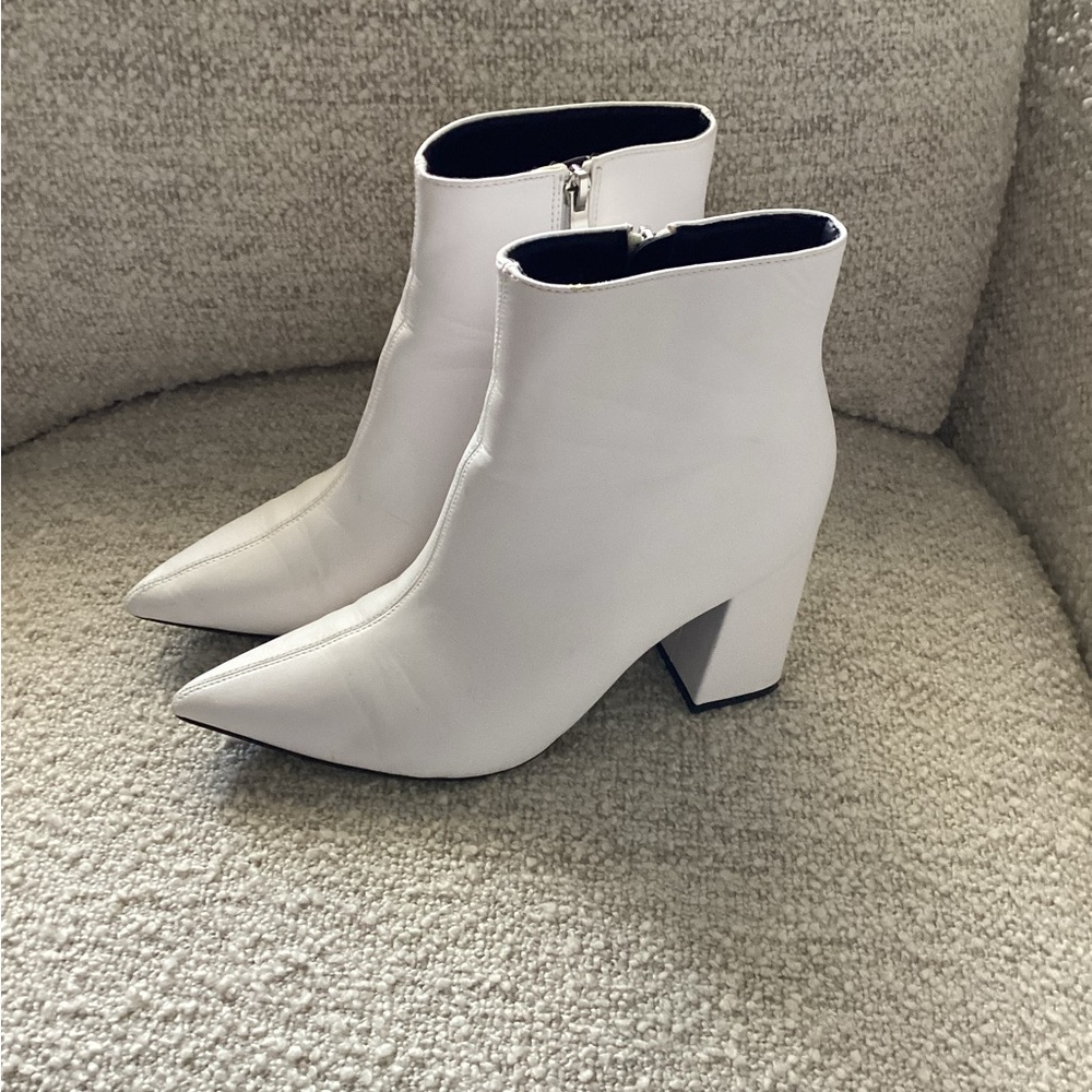Public Desire White Ankle Faux Leather Boots